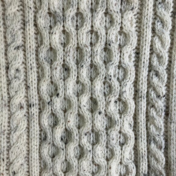 Glencroft Womens Vintage 90s Pure Wool UK Fisherman Sweater Medium Beige SP EXC - Picture 4 of 11